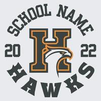 letter h met havik mascotte logo ontwerp vector met moderne illustratie concept stijl voor badge, embleem en tshirt afdrukken.