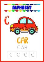 alfabet letter c met auto vector