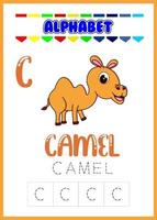 alfabet letter c met kameel vector