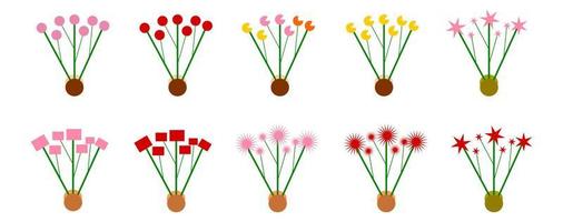 set bloemen geïsoleerd op wit vector