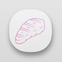 vlees steak app icoon. slagerij product. restaurant, grillbar, steakhouse menu. gegrild, barbecuevoedsel. vlees koken. ui ux-gebruikersinterface. web- of mobiele applicaties. geïsoleerde vectorillustraties vector