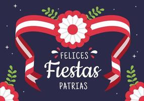 felices fiestas patrias of peruaanse onafhankelijkheidsdag schattige cartoon afbeelding met vlag voor de viering van de nationale feestdag peru op 28 juli in vlakke stijl achtergrond vector