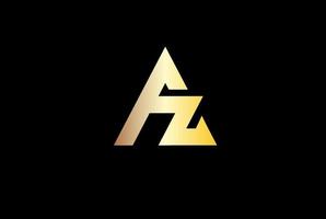 eenvoudige minimalistische gouden eerste letter az za monogram logo ontwerp vector