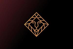 vierkante diamanten leeuw tijger hoofd lijn overzicht monogram logo ontwerp vector