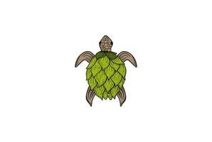 vintage retro schildpadschildpad met hopbloem voor ambachtelijk bier brouwen brouwerij logo ontwerp vector