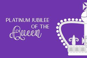platina jubileum van de koningin kaartsjabloon. koninklijke viering partij achtergrond. elegante kroon op poster vector