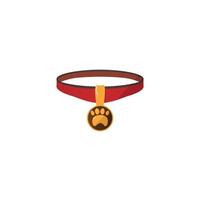 rode halsband met medaille voor katten en honden. cartoon huisdieren ketting en gouden tag. geïsoleerde kittens of puppy's accessoire. metalen badge met dierlijke voetafdruk. vector hond riem sjabloon illustratie