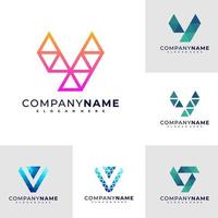 set van letter v logo ontwerp vector, creatieve v logo concepten sjabloon illustratie. vector