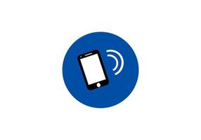 mobiele telefoonpictogram op blauwe cirkel achtergrond. vector