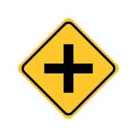 kruispunt, kruispunt vooruit, geel vierkant waarschuwingsbord vector