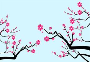 achtergrond kersenbloesem lentebloem japan, tak van bloeiende sakura met bloemen, kersenbloesem. vector