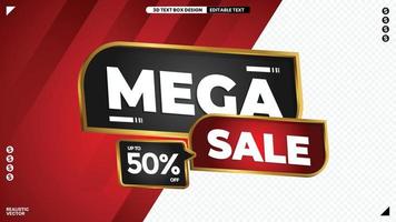 Mega Sale promo-label in reliëf met bewerkbare tekst vector