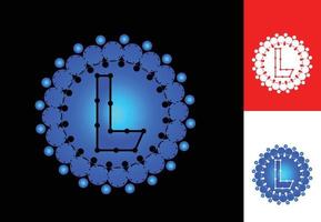 letter l met cirkelstip-logo en pictogramontwerpsjabloon vector