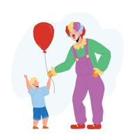 clown die aan kleine jongenskindballon geeft vector