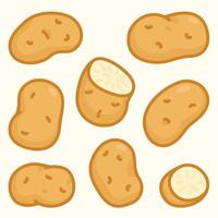aardappel zijkanten slice kawaii doodle platte vector illustratie icon