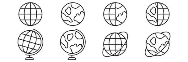wereldbol stel pictogrammen. vector illustratie