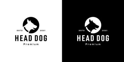 hoofd hond cirkel logo vector negatieve ruimte