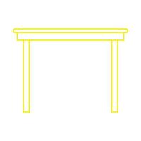 eps10 geel vector houten tafel of bureau lijn pictogram in eenvoudige platte trendy stijl geïsoleerd op een witte achtergrond