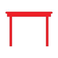 eps10 rood vector houten tafel of bureau pictogram in eenvoudige platte trendy stijl geïsoleerd op een witte achtergrond