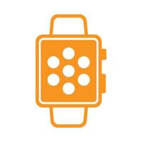 eps10 oranje vector smartwatch-pictogram met apps op het startscherm geïsoleerd op een witte achtergrond