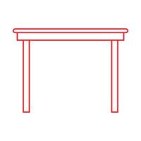 eps10 rood vector houten tafel of bureau lijn pictogram in eenvoudige platte trendy stijl geïsoleerd op een witte achtergrond