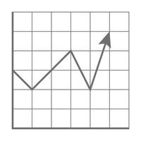 eps10 grijze vector groeiende financiële markt grafiek pictogram in eenvoudige platte trendy stijl geïsoleerd op een witte achtergrond