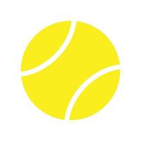 eps10 geel vector tennisbal pictogram in eenvoudige platte trendy stijl geïsoleerd op een witte achtergrond