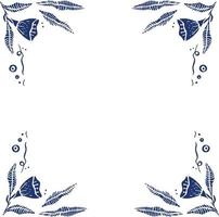 etnische bloemen donkerblauwe afbeelding vector