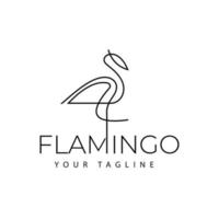 modern eenvoudig ontwerp met flamingo-logo in lijnstijl vector