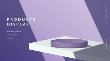 abstracte minimale scène, cilinderpodium op paarse achtergrond voor productpresentatiedisplays. vector