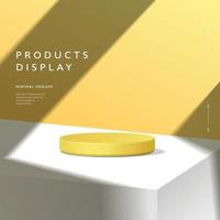 abstracte minimale scène, cilinderpodium op gele achtergrond voor productpresentatiedisplays. vector