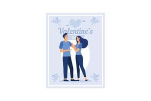 verliefd stel. fijne Valentijnsdag. 14 februari is de dag van alle geliefden. afbeeldingen geschikt voor het decoreren van posters, brochures, ansichtkaarten, flyers platte vectorillustratie vector