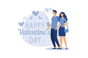 verliefd stel. fijne Valentijnsdag. 14 februari is de dag van alle geliefden. afbeeldingen geschikt voor het decoreren van posters, brochures, ansichtkaarten, flyers platte vectorillustratie vector