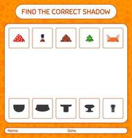 vind het juiste schaduwspel met het kerstpictogram. werkblad voor kleuters, activiteitenblad voor kinderen vector
