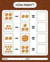 hoeveel tellen spel met cookie. werkblad voor kleuters, activiteitenblad voor kinderen vector