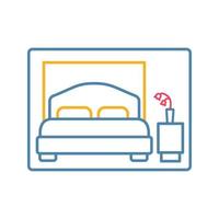 slaapkamer kleur icoon. tweepersoonskamer. hotelkamer. cruiseschip cabine. lineaire vector