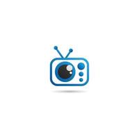 eye tv-kanaal logo ontwerpsjabloon, cartoon logo concept, vector pictogram, blauw, zwart, ellips, afgerond, rechthoek