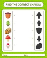 vind het juiste schaduwspel met het kerstpictogram. werkblad voor kleuters, activiteitenblad voor kinderen vector