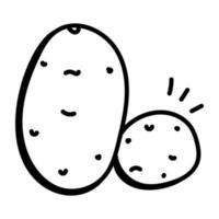 een icoon van aardappelen doodle ontwerp vector