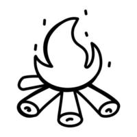 moderne doodle icoon van kampvuur vector