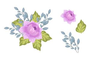 een verscheidenheid aan kleurrijke arrangementen van prachtige bladeren en bloemen vector