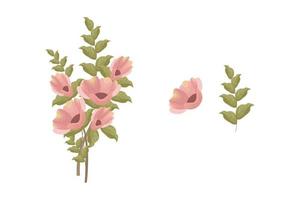 een verscheidenheid aan kleurrijke arrangementen van prachtige bladeren en bloemen vector