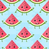 naadloze patroon schattig kawaii watermeloen segment. vector zomer achtergrond