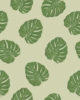 abstracte exotische bladeren naadloze patroon. achtergrond illustratie. tropische monstera. groene kleur. eenvoudig plat. vector