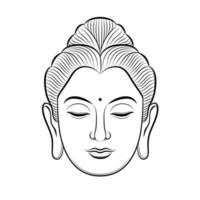 Boeddha hoofd vector illustratie lijntekeningen geïsoleerd