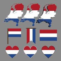 nederland. kaart en vlag van nederland. vectorillustratie. vector