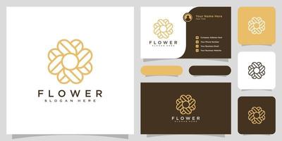 bloem mono lijn luxe logo met visitekaartje ontwerp vector