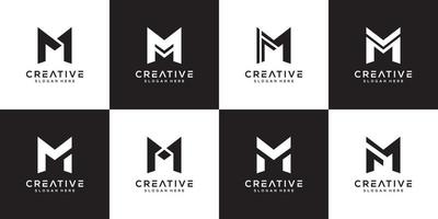 set initialen letter m abstract logo vector ontwerp