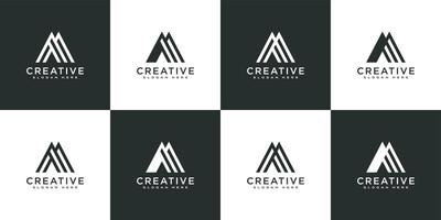 set initialen letter m abstract logo vector ontwerp