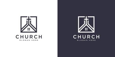 kerk christelijk logo ontwerp vector